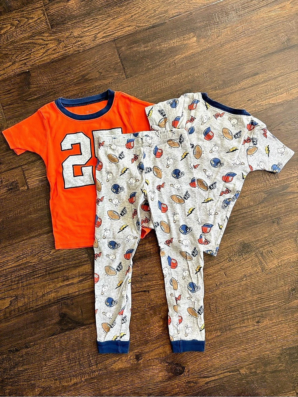 3-pc Boys Pajama Set Size 4T Orange & Gray